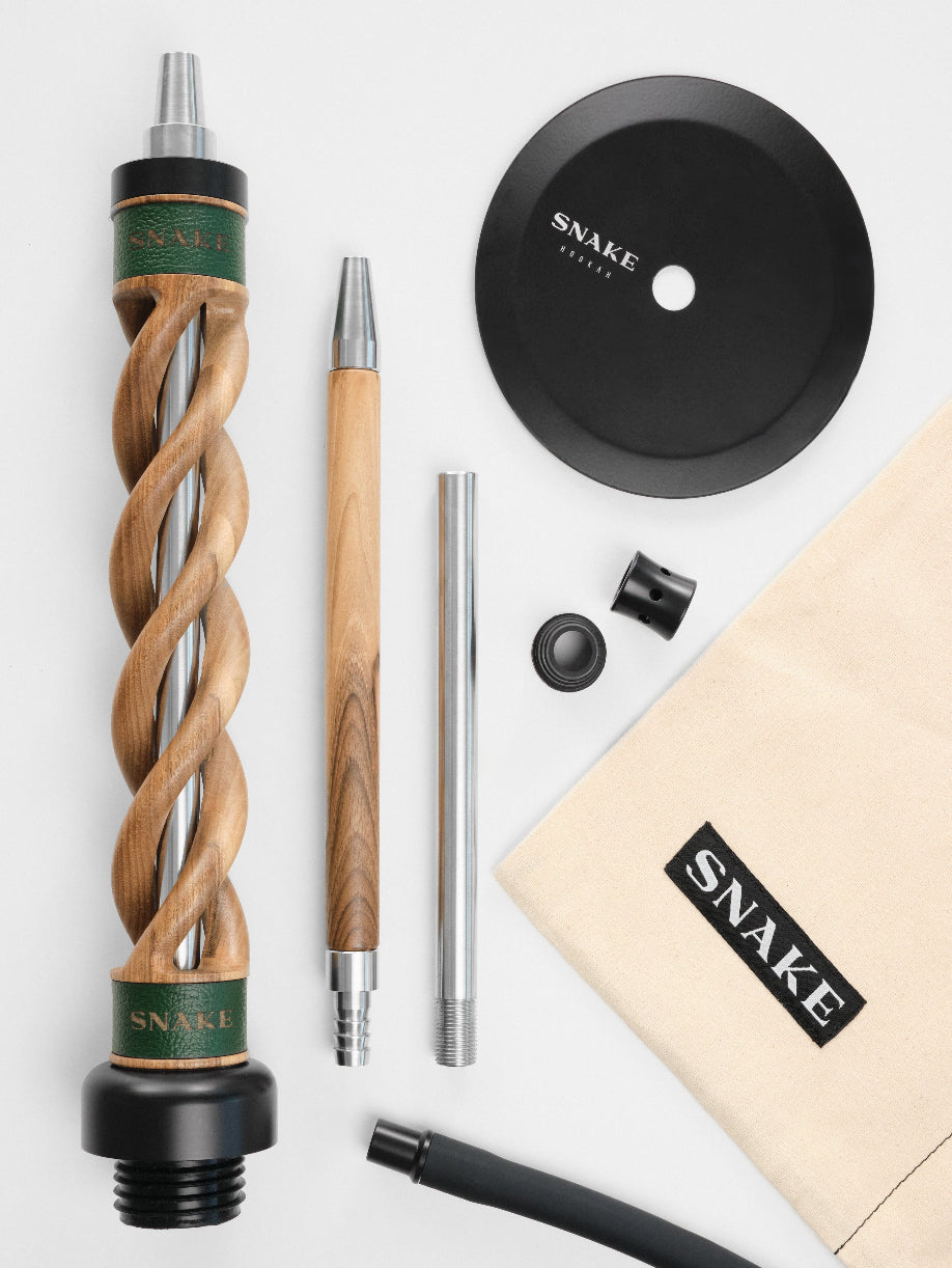 Snake Hookah Triple Spiral　Green Walnut